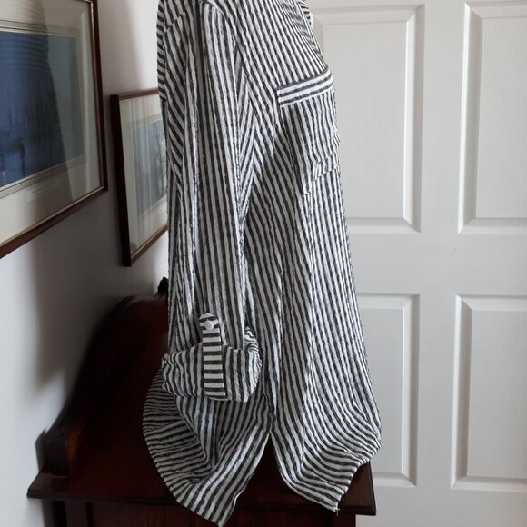 LAST Chance Top - Grey & White - Sz. XL - Tabbed Sleeves - Jane + Delancey - NWT - Picture 3 of 4